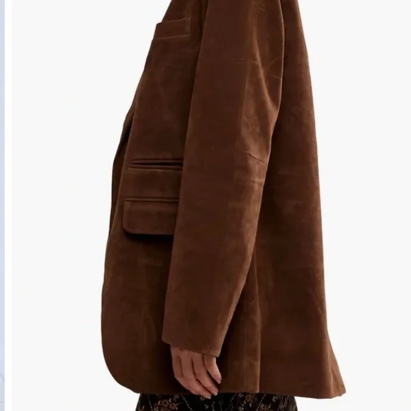 Free People Brown Bear BNWT 
Paper Cut Faux Suede Blazer Sz Large - Picture 7 of 15